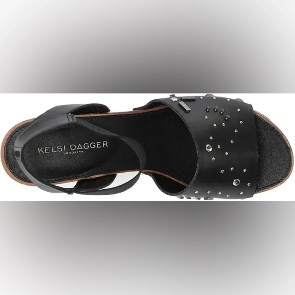 Kelsi Dagger Brooklyn Friday Black Leather Platform sandal size 6